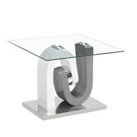 Barcelona Glass Lamp Table In Grey And White High Gloss