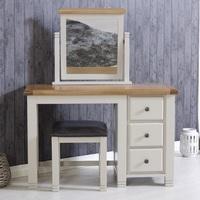 Barista Wooden Dressing Table And Mirror With Stool In Grey