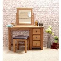 Barista Wooden Dressing Table And Mirror With Stool In Oak