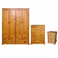Baltic 4 Door Wardrobe Bedside and 5 Drawer Chest Set