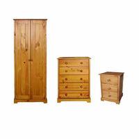 Baltic 2 Door Wardrobe Bedside and 5 Drawer Chest Set