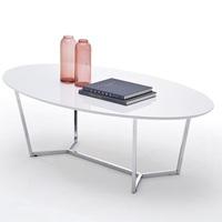 Banham Coffee Table Oval In High Gloss White With Chrome Legs