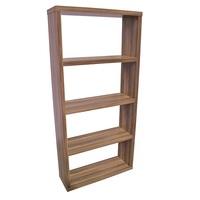 Bastian Wooden Wide Bookcase In Walnut With 3 Shelf