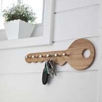 Bamboo Wall Key Holder with 6 Hooks