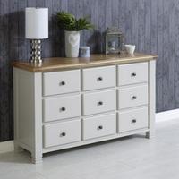 Barista Wooden Wide Chest Of Drawers In Grey With 9 Drawers