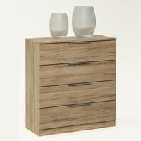 Bayern Wooden Chest of Drawers In Brushed Oak With 4 Drawers