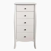 Baroque 5 Drawer Narrow Chest White