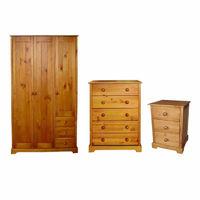 Baltic 3 Door Wardrobe Bedside and 5 Drawer Chest Set