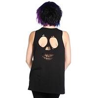 banned ladies goth t shirt tank top skull roses black red m 10