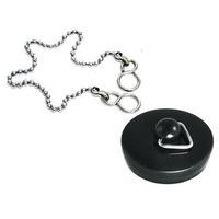 Basin Sink Bath Plug Black Plastic 1 1/2 in 38MM and 12 in Chain Pack of 24