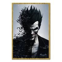 Batman Arkham Origins Joker Poster Oak Framed - 96.5 x 66 cms (Approx 38 x 26 inches)