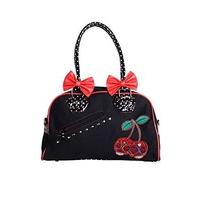 banned clothing pvc faux leather handbag bows cherries rockabilly