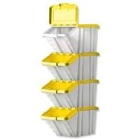 Barton Storage Container Bin 50L 30kg Load W390xD630xH340mm White and Yellow Lid Ref 052106/4 [Pack 4]