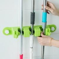 Baffect Wall Mounted Brush Broom and Mop Holder / Magic Holder Storage Tidy Organiser 3 Positions 2 Hooks Wall Rack Double Strong Suction Rack, Green