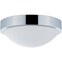 Bathroom flush mount ceiling light HV halogen, Energy-saving bulb E27 60 W Paulmann Falima 70301 Chrome, Opal