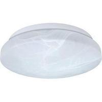 Bathroom flush mount ceiling light HV halogen, Energy-saving bulb E27 120 W Paulmann Berengo 70341 White, Alabaster