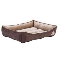 basic cuddle bed brown beige 55 x 50 x 12 cm l x w x h