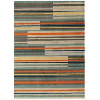 Baraki Grey, Blue & Orange Stripe Acrylic Rug