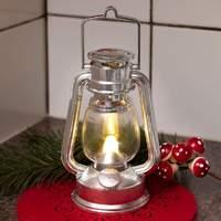 Battery-operated LED decorative lantern, silver
