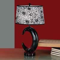 Babette Table Light with Floral Decoration Black
