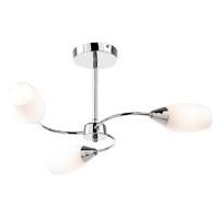 Bailey Semi Flush Ceiling Light In Polished Chrome with Opal Shades