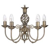 Barley 5 Light Barley Twist Classic Ceiling Light in Antique Brass