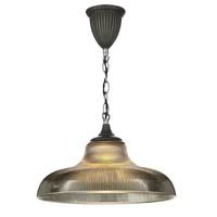 BAD018 Badger 1 Light Pendant Ceiling Light In Steel With Steel Grey Glass