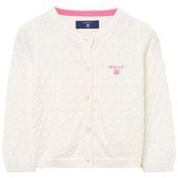 Baby Girl Textured Crewneck Cardigan 0-2 Yrs - Eggshell