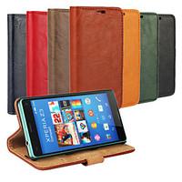 Bark Grain Genuine Leather Full Body Cover with Stand and Case for Sony Xperia Z3 Compact (Assorted Colors)