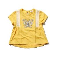 baby girls short sleeve butterfly embroidered lace trim yellow casual  ...