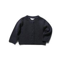 Baby girl long sleeve textured finish button through knitted cardigan - Navy