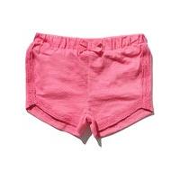 Baby girl 100% cotton plain pink lace trim elasticated waistband back pocket detail shorts - Pink