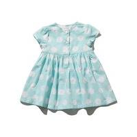 Baby girl pure cotton blue and white spot print button front fit and flare style dress - Mint