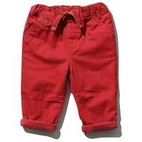 Baby boy plain red elasticated waistband with waist adjuster twill chino trousers - Red