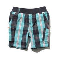 Baby boy 100% cotton blue and red check pattern elasticated waist side pocket turn up shorts - Blue