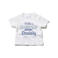 Baby boy 100% cotton short sleeve white awesome like my daddy slogan button fastening t-shirt - White