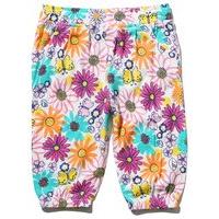 Baby girl jersey multi-coloured floral print elasticated waistband cuffed ankles harem trousers - White