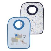 Baby boy little one dog print pop over bibs two pack - Blue