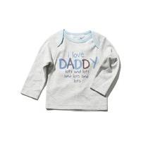 Baby boys long sleeve cotton i love daddy slogan print casual t-shirt - Grey Marl