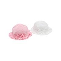 Baby girl pink and white broderie anglaise frill bow trimmed sun hats two pack - Multicolour