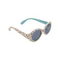 Baby girl stylish round frame pastel coloured butterfly print 100% uv protection sunglasses - Multicolour