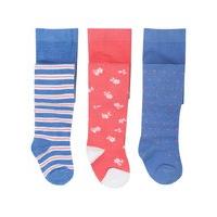 Baby girl cotton rich floral stripe and polka dot spot print tights - 3 pack - Multicolour