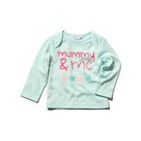 Baby girls long sleeve cotton mummy and me love heart slogan print t-shirt - Blue