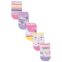 Baby girl cotton rich unicorn design trainer socks five pack - Multicolour