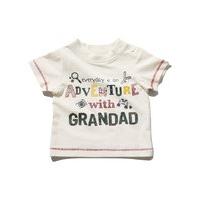 Baby boy cream short sleeve side neck buttons everyday is an adventure with grandad slogan t-shirt - Cream