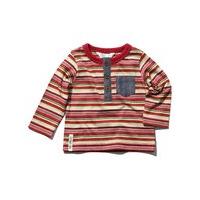 Baby boy long sleeve stripe pattern button plaque chambray chest pocket top - Rust