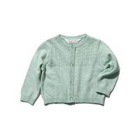 Baby girl light green long sleeve cut out pattern yoke button front knitted cardigan G - Green
