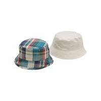 Baby boy 100% cotton checked and plain sun hats two pack - Multicolour