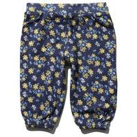Baby girl navy lemon floral all over print elasticated waistband ankle cuffs harem trousers - Navy