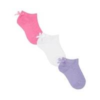 Baby girl pink purple and white textured cotton rich bow applique socks three pack - Multicolour